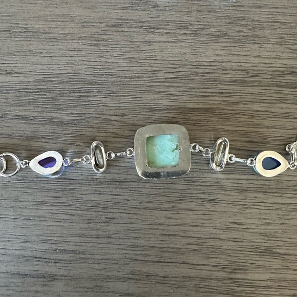 0298 Chrysoprase Biwa Pearl Bracelet Handmade Silver Gemstone Jewelry - Picture 6 of 8